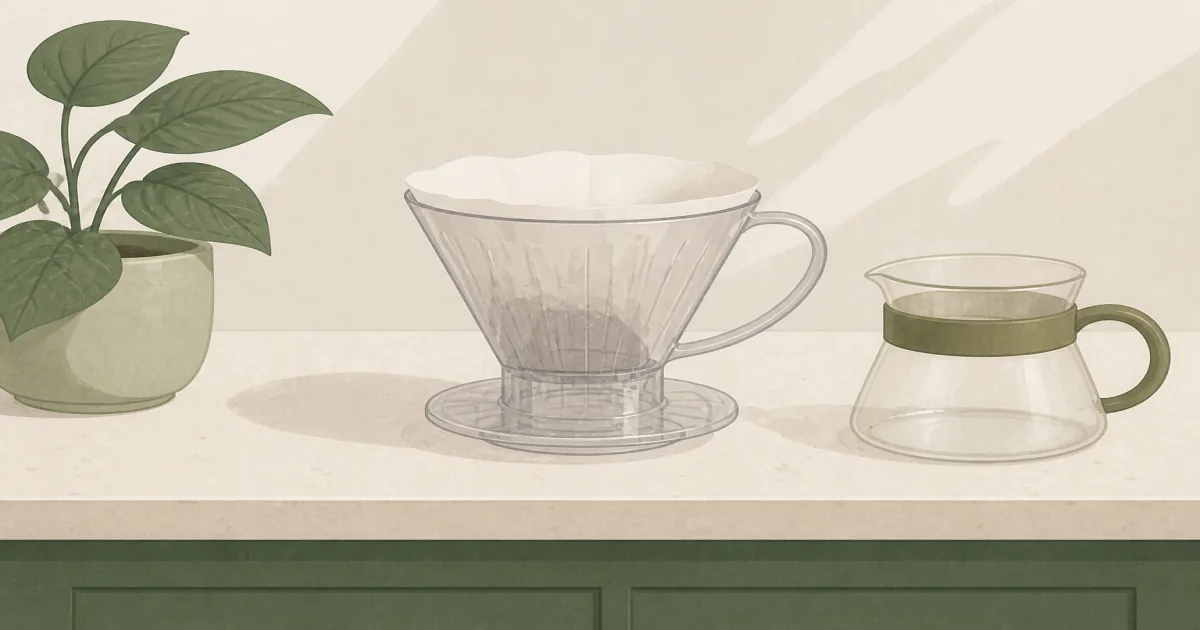 Clever Coffee Dripper large 18 oz valve brew cone with paper filter on a kitchen counter